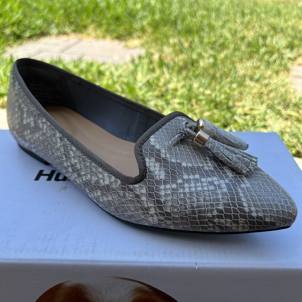 Hush Puppies Womens Slip-on Loafer Shoes Sadie Tassel Natural Snake Work Pointy